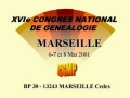 16e Congrès National de Généalogie - Marseille 2001
